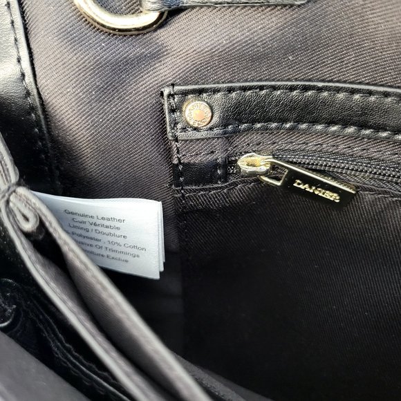 DANIER Black Leather Clutch Handbag Gold Studs - EUC - Picture 8 of 8